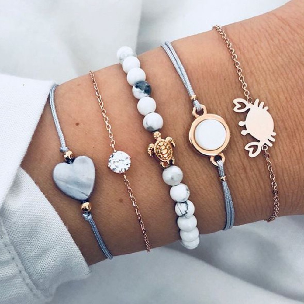 *ANNMARIE* 5-Pc Gold x Blue Fashion Bracelet Set